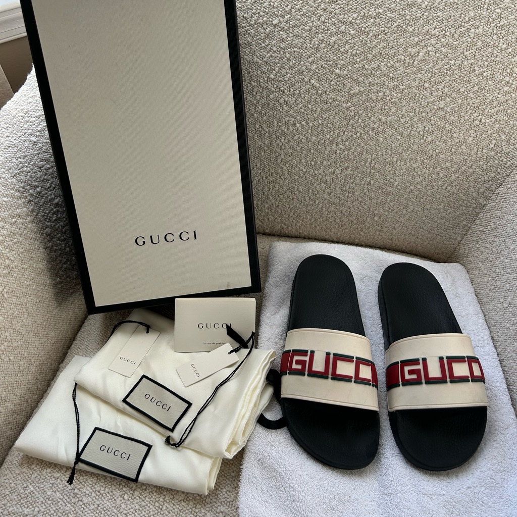 Gucci St. Nastro Slides With Logo